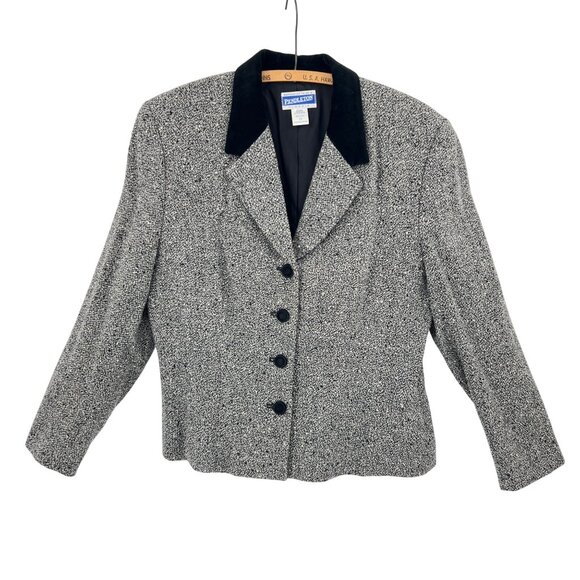 Pendleton Jackets & Blazers - Pendleton Wool Blazer Size 12 Black Velvet Collar Vintage Made in USA Office